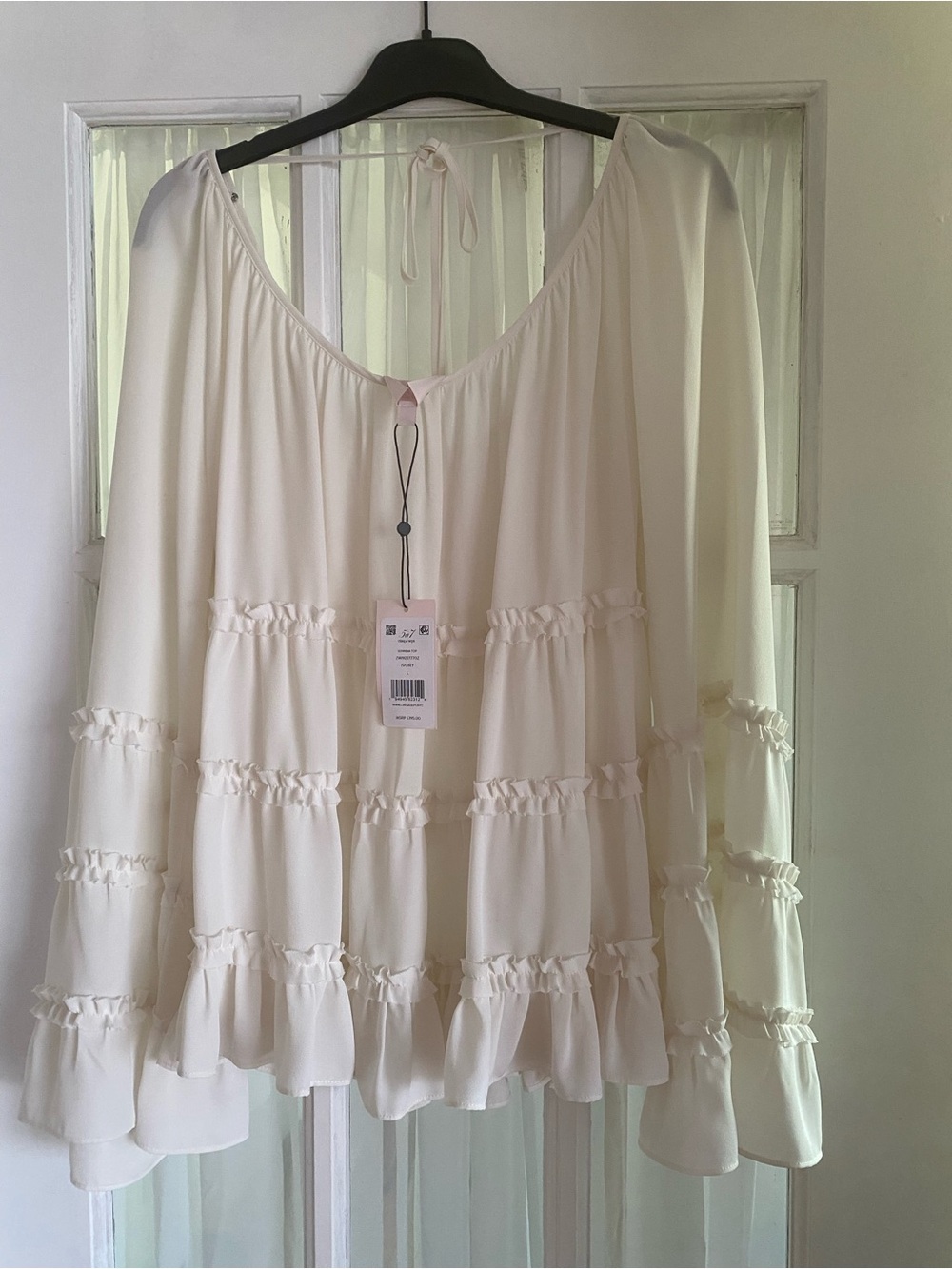 cinq a sept Ivory Ruffle Tiered Peasant Tunic